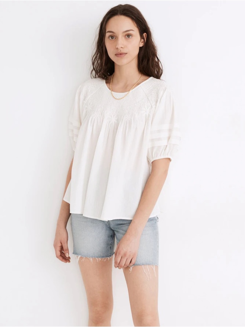 Madewell Embroidered Smock Top